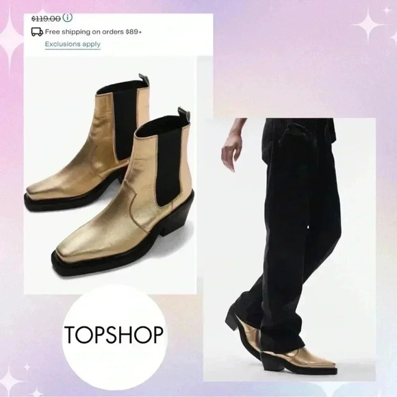 Topshop gold booties. Size 10nwot - Picture 1 of 6